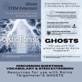 Preview of Ghosts | Raina Telgemeier: Discussion Questions, Vocabulary & STEM Bundle