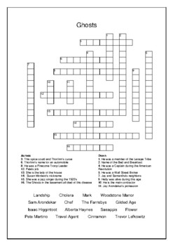Ghosts TV Show Crossword Puzzle and Word Search Bell Ringer