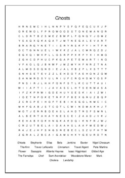 Ghosts TV Show Crossword Puzzle and Word Search Bell Ringer