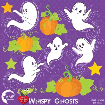 Preview of Halloween Clipart, Ghosts and Pumpkin Clipart, {Best Teacher Tools} AMB-142