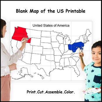 Preview of Giant Blank US Map Without States Labeled (16 sheets)