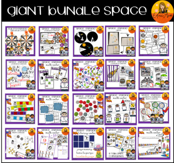 Preview of Giant Bundle Space. Espacio // Math & Literacy center. Letras y mates