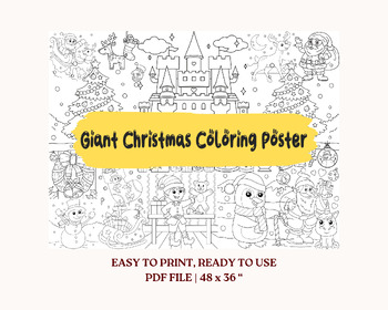 Preview of Giant Christmas Coloring Poster, Fun Holiday Activity for Family Bonding #1