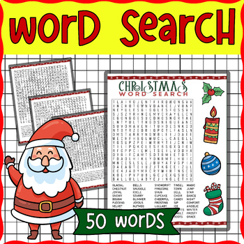 Giant Christmas Word Search Puzzle - December Worksheet Challenging ...