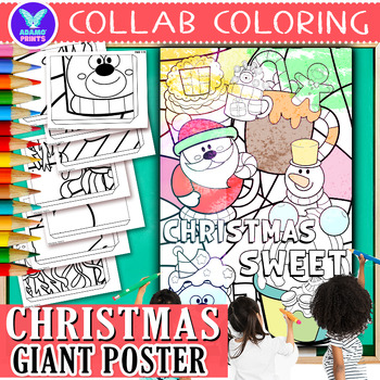 Preview of Giant Collaborative CHRISTMAS SWEET Coloring Poster Fun Activities