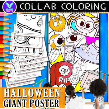 Preview of Giant Collaborative HALLOWEEN Coloring Poster Fun Activities