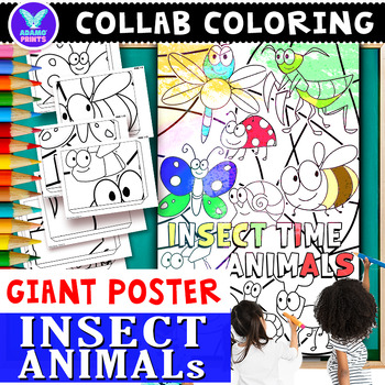 Preview of Giant Collaborative INSECT ANIMALS Coloring Poster Fun Classroom Activities