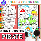 Giant Collaborative PIRATE WOODLAND Coloring Poster Fun Cl