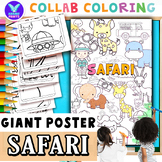 Giant Collaborative SAFARI ANIMALS Coloring Poster Fun Cla
