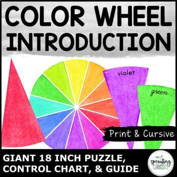 Preview of Giant Color Wheel Puzzle, Control Chart, & Guide! Cursive, Print, & Blank!