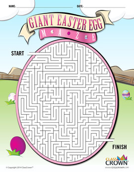 Preview of Giant Easter Egg Maze - Puzzles, Games, Mazes, Free - B&W Print Ready