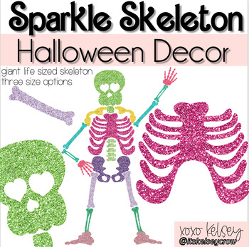Preview of Giant Glitter Skeleton // Rainbow Halloween Decor