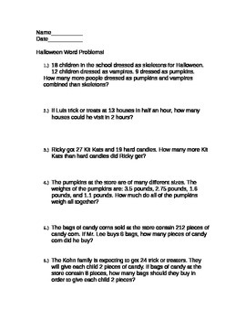 Preview of Giant  Halloween Word Problem Packet