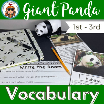 Preview of Giant Panda vocabulary cards and writing pages for ELA and NGSS 1st 2nd 3rd