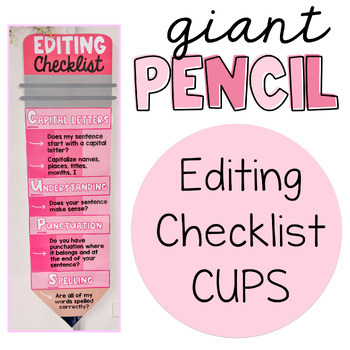 Preview of Giant Pencil | CUPS Editing Posters | Large Display Pencil | Writing Posters