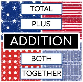 Preview of Giant Posters - Key Words for Math Problem Solving (patriotic)