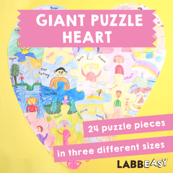 Preview of Giant Puzzle - Heart: 24 puzzle pieces, templates in three different sizes