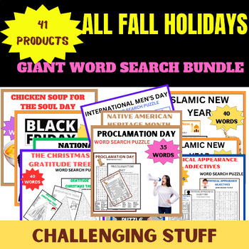 Preview of Giant Word Search Puzzles worksheets, Challenging Word searches ELA Printables