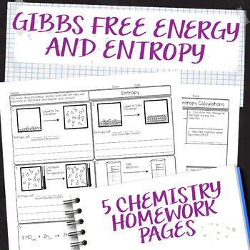 Preview of Gibbs Free Energy and Entropy Chemistry Homework Page Unit Bundle