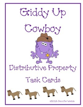 Preview of Giddy Up Cowboy Distributive Property Task Cards