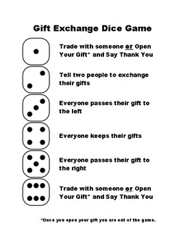 Christmas Gift Exchange Dice Game