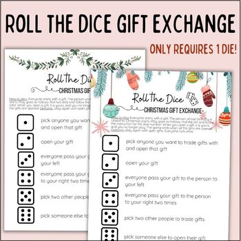 Christmas Exchange Dice Game Printable, Christmas Gift Exchange Games - Etsy