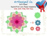 Gift, Free, Small 3d wallflower svg template, paper flower