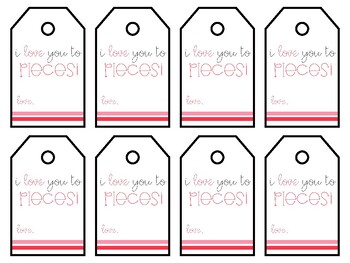 Gift Tag - I Love You to Pieces by The Mrs Rader | TPT