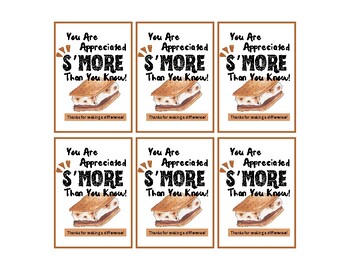 Preview of Gift Tag "You Are Appreciated S'More Than You Know"