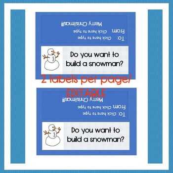 Do You Want to Build a Snowman Party Favor Tags, Blue and Silver