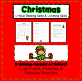 Gifted Distance Learning -Christmas Critical Thinking & Li