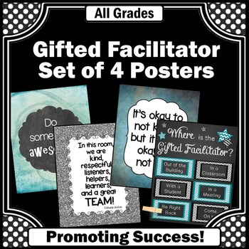 Preview of Gifted Facilitator Gifted and Talented Teacher Door Sign Teal Classroom Decor