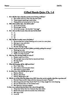 Gifted Hands Chapter Quizzes by Special Education Essentials TPT