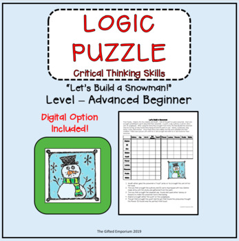 Preview of Gifted & Talented Critical Thinking Logic Puzzle -Let's Build a Snowman+ digital