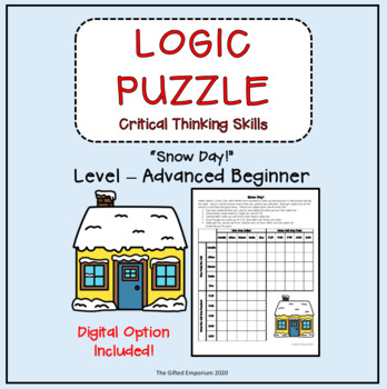 Preview of Gifted & Talented-Critical Thinking Logic Puzzle - Snow Day! + Digital