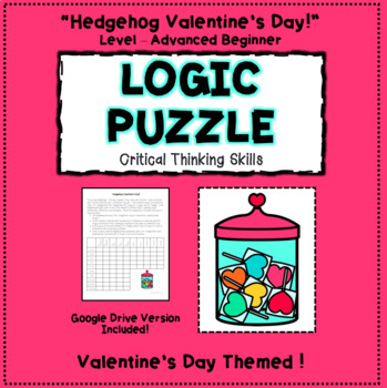 Preview of Gifted & Talented -Valentine's Logic Puzzle with Digital Option - Hedgehogs