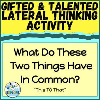 Preview of Gifted and Talented Activity - Can you make a connection?