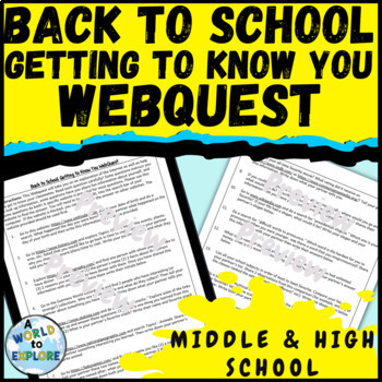 Preview of Gifted and Talented Back to School Getting to Know You Activity WebQuest