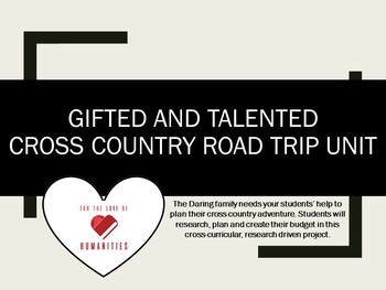 Preview of Gifted and Talented- Cross Country Road Trip Unit
