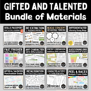Preview of Gifted and Talented ELA BUNDLE | Ambitious Reading, Writing and Analysis