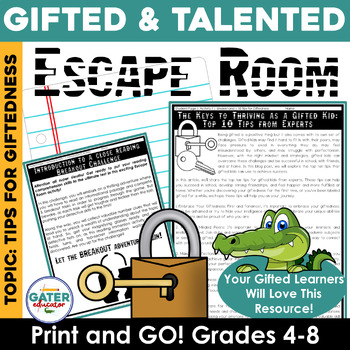 Preview of Gifted and Talented Escape Room Activity | Close Reading | Reading Comprehension