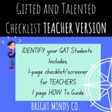 Gifted and Talented Identification Checklist TEACHER  Version K-6