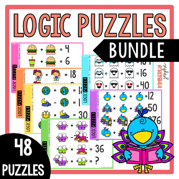 Preview of Gifted & Talented Math Activities Logic Puzzle Extension Task Cards Vol 2 Bundle