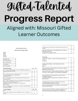 Preview of Gifted and Talented Progress Report