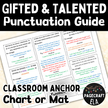 Preview of Gifted and Talented Punctuation Anchor Chart or Literacy Mat