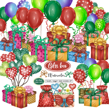 Preview of Gifts box watercolor (Clipart)