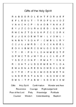 Gifts of the Holy Spirit - Crossword Puzzle and Word Search | TPT
