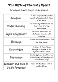 Gifts of the Holy Spirit matching worksheet