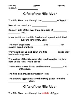 Preview of Gifts of the Nile River