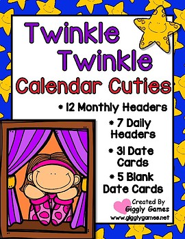 Preview of Giggly Games Twinkle Twinkle Full Year Calendar Cuties